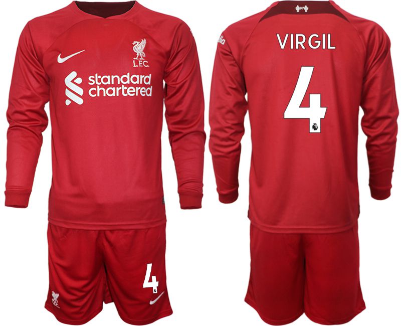 Men 2022-2023 Club Liverpool home long sleeves red 4 Soccer Jersey